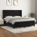 cadre de lit avec matelas Noir 180x200 cm Velours