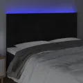 Tête de lit à LED Noir 180x5x118/128 cm Velours