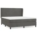 cadre de lit et matelas Gris foncé 180x200cm Velours