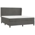 cadre de lit et matelas Gris foncé 180x200cm Velours