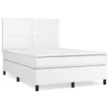 cadre de lit avec matelas Blanc 140x190cm Similicuir