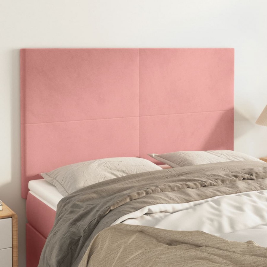 Têtes de lit 4 pcs Rose 72x5x78/88 cm Velours