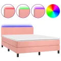 cadre de lit avec matelas LED Rose 140x200cm Velours