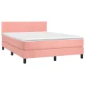 cadre de lit avec matelas LED Rose 140x200cm Velours
