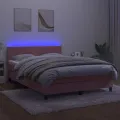 cadre de lit avec matelas LED Rose 140x200cm Velours