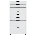 Armoire roulante avec tiroirs MOSS blanc bois de pin solide