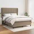 cadre de lit avec matelas Taupe 140x200 cm Tissu