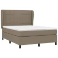 cadre de lit avec matelas Taupe 140x200 cm Tissu