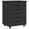 Armoire roulante avec tiroirs MOSS gris bois de pin solide