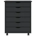 Armoire roulante avec tiroirs MOSS gris bois de pin solide