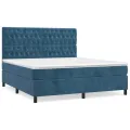 cadre de lit et matelas Bleu foncé 180x200cm Velours