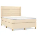 cadre de lit avec matelas Crème 140x190 cm Tissu