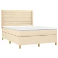 cadre de lit avec matelas Crème 140x190 cm Tissu