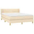 cadre de lit avec matelas Crème 140x190 cm Tissu