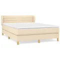 cadre de lit avec matelas Crème 140x190 cm Tissu