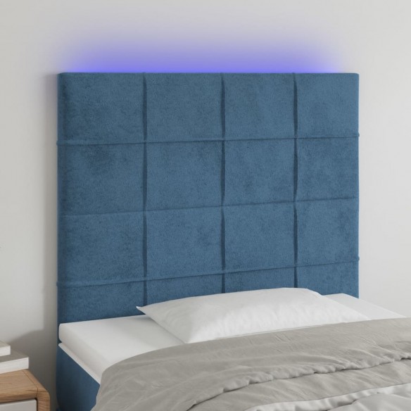 Tête de lit à LED Bleu foncé 80x5x118/128 cm Velours