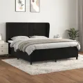 cadre de lit et matelas Noir 160x200 cm Velours