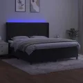 cadre de lit matelas et LED Noir 160x200 cm Velours
