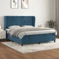 cadre de lit et matelas Bleu foncé 160x200cm Velours