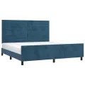 Cadre de lit avec tête de lit Bleu foncé 180x200 cm Velours