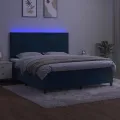 cadre de lit avec matelas LED Bleu foncé 180x200 cm
