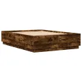 Cadre de lit avec lumières LED chêne fumé 150x200 cm