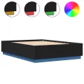 Cadre de lit avec lumières LED noir 160x200cm bois d'ingénierie