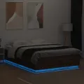 Cadre de lit avec lumières LED chêne marron 160x200 cm
