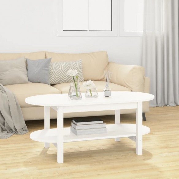 Table basse Blanc 110x55x45 cm Bois massif de pin