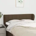 Tête de lit avec oreilles Marron foncé 147x23x78/88 cm Tissu