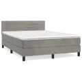 cadre de lit et matelas Gris clair 140x200cm Velours
