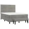 cadre de lit et matelas Gris clair 140x200cm Velours