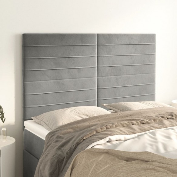 Têtes de lit 4 pcs Gris clair 72x5x78/88 cm Velours