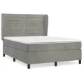 cadre de lit et matelas Gris clair 140x190cm Velours