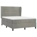 cadre de lit et matelas Gris clair 140x190cm Velours