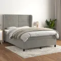 cadre de lit et matelas Gris clair 140x200cm Velours