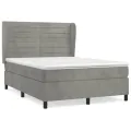cadre de lit et matelas Gris clair 140x200cm Velours