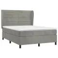cadre de lit et matelas Gris clair 140x200cm Velours