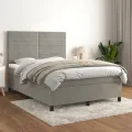cadre de lit et matelas Gris clair 140x200cm Velours