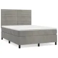 cadre de lit et matelas Gris clair 140x200cm Velours
