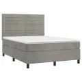 cadre de lit et matelas Gris clair 140x200cm Velours