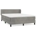 cadre de lit et matelas Gris clair 140x190cm Velours
