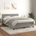 cadre de lit et matelas Gris clair 140x190cm Velours