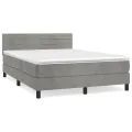 cadre de lit et matelas Gris clair 140x190cm Velours