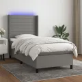 cadre de lit matelas LED Gris foncé 90x200cm Tissu