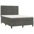 cadre de lit et matelas Gris foncé 140x200cm Velours