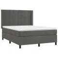 cadre de lit et matelas Gris foncé 140x200cm Velours