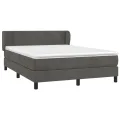 cadre de lit et matelas Gris foncé 140x200cm Velours