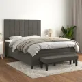 cadre de lit et matelas Gris foncé 140x190cm Velours
