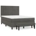 cadre de lit et matelas Gris foncé 140x190cm Velours